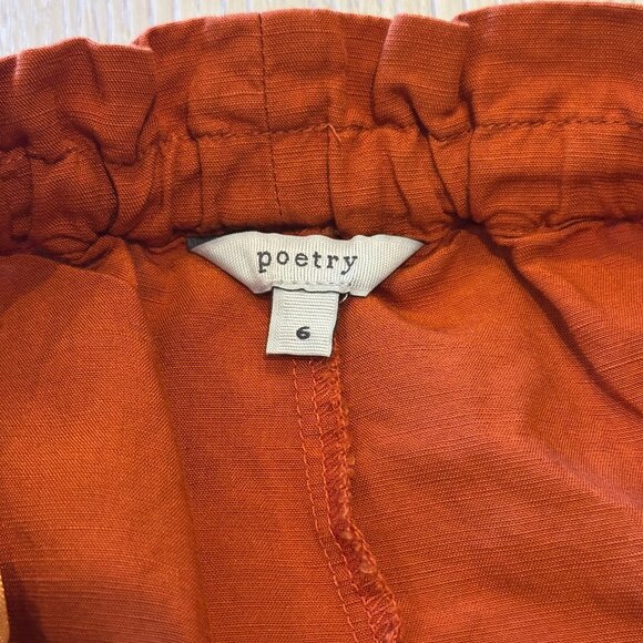 Poetry - Burnt Orange - High Waisted Drawstring Midi Skirt - Size AUS 6 - Picture 4 of 5